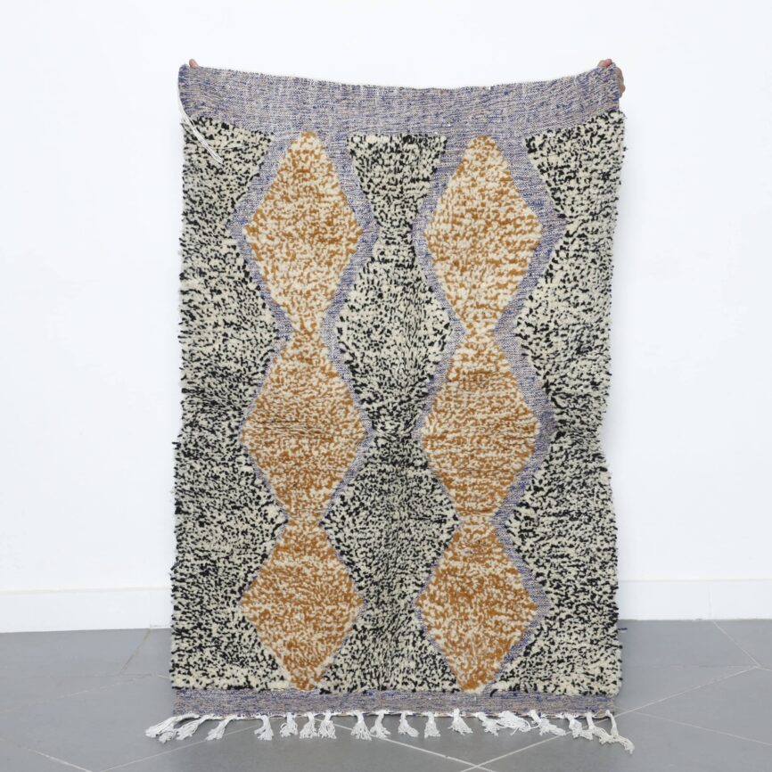 Handmade Moroccan Beni Ouarain Rug 152cm x 101cm brown wool rug