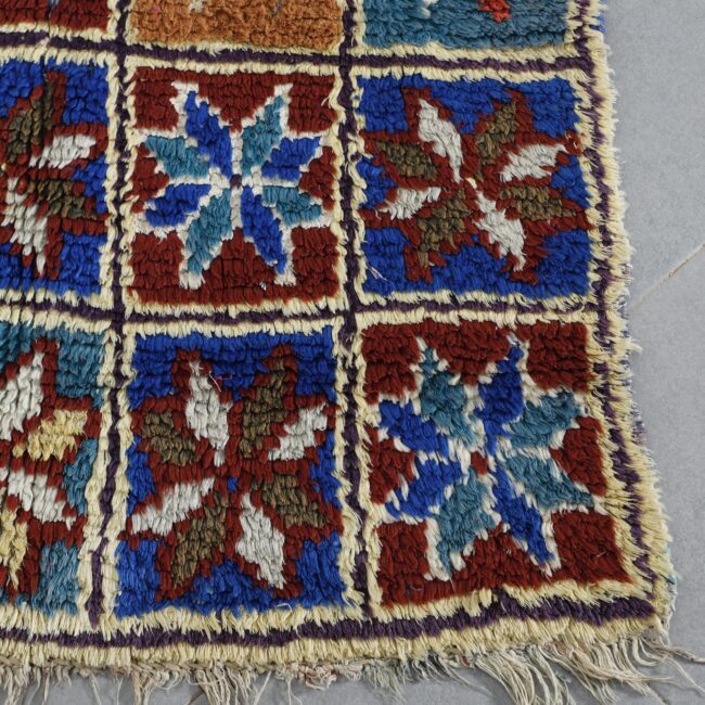 Handmade Colorful Moroccan Boucherouite Rug 170cm x 95cm – Floral Checkerboard Carpet - Image 4