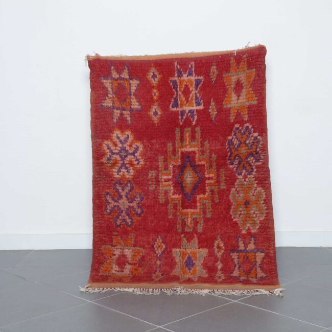 Moroccan Berber Rug 154cm x 103cm handwoven red wool carpet