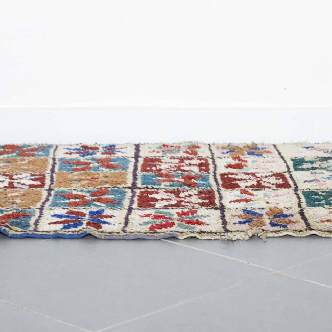 Handmade Colorful Moroccan Boucherouite Rug 170cm x 95cm – Floral Checkerboard Carpet - Image 2