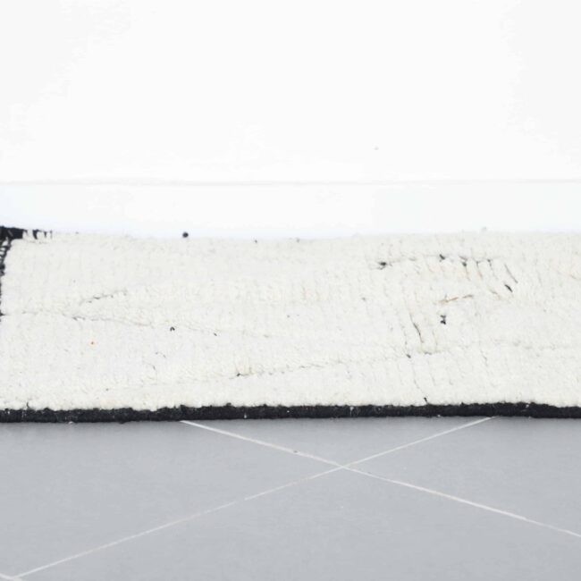 Handmade Moroccan Beni Ouarain Rug 117cm x 101cm – Black and White Wool Berber Carpet - Image 4