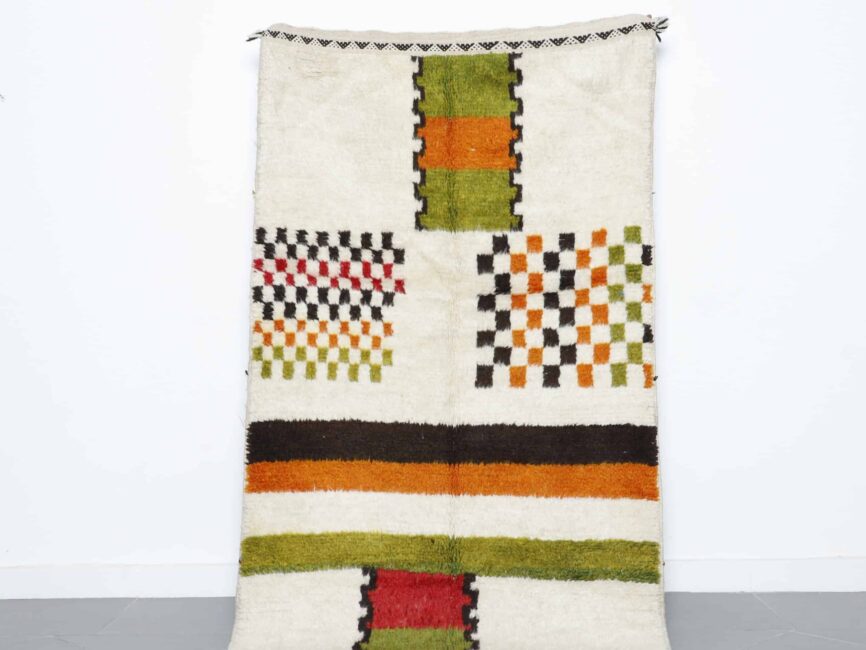 Moroccan Berber Rug 213cm x 120cm handwoven geometric wool carpet