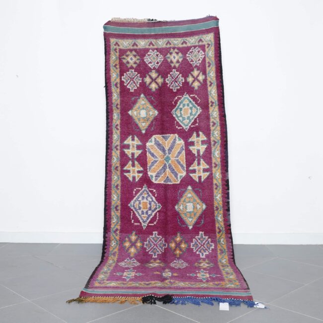 Large Handmade Moroccan Berber Rug 295cm x 107cm wool geometric design