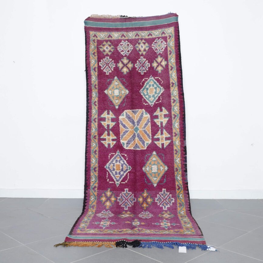 Large Handmade Moroccan Berber Rug 295cm x 107cm wool geometric design