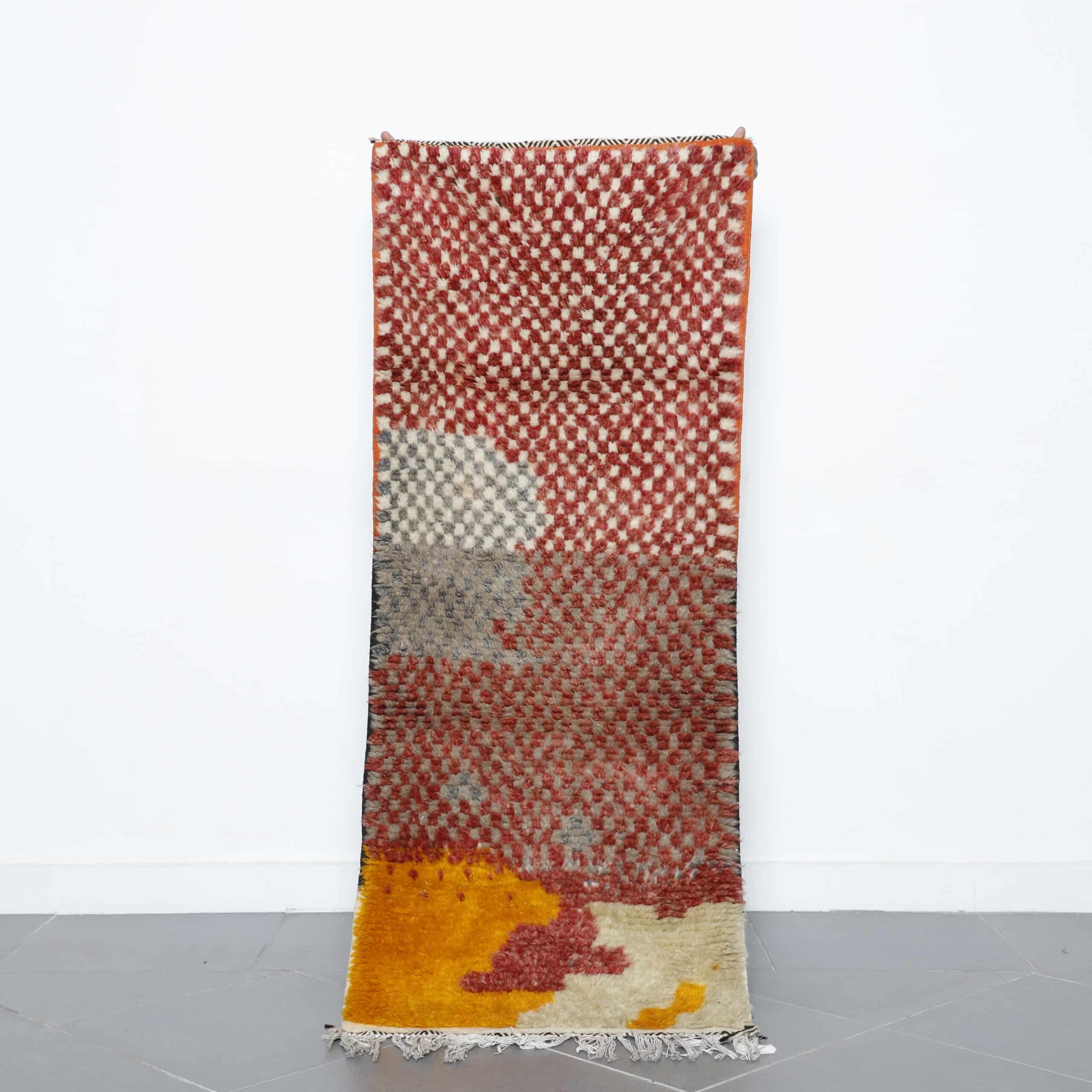 Handmade Abstract Moroccan Rug 164cm x 70cm modern wool runner