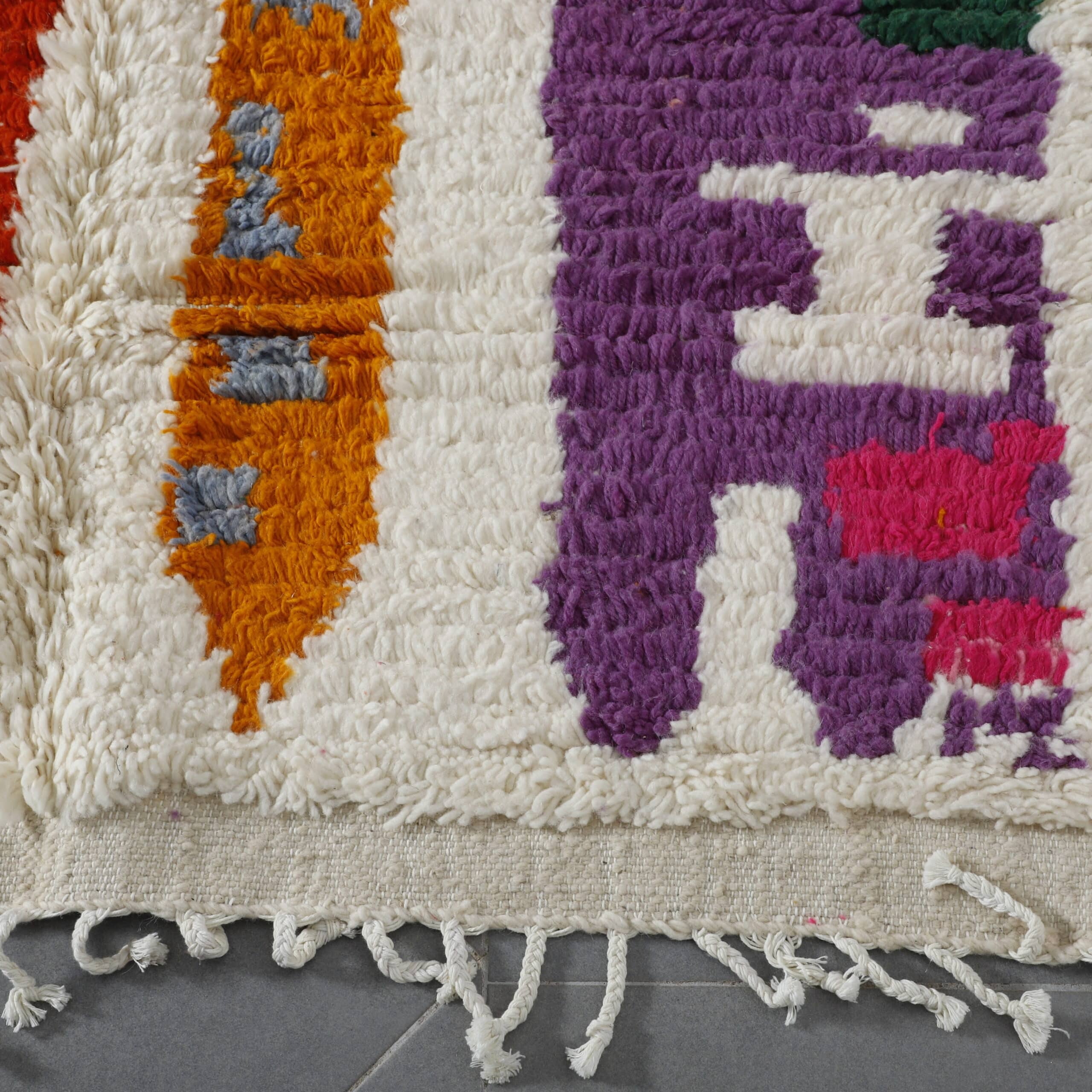 Large Handmade Colorful Moroccan Azilal Rug 200cm x 150cm – Wool Abstract Carpet - Image 5