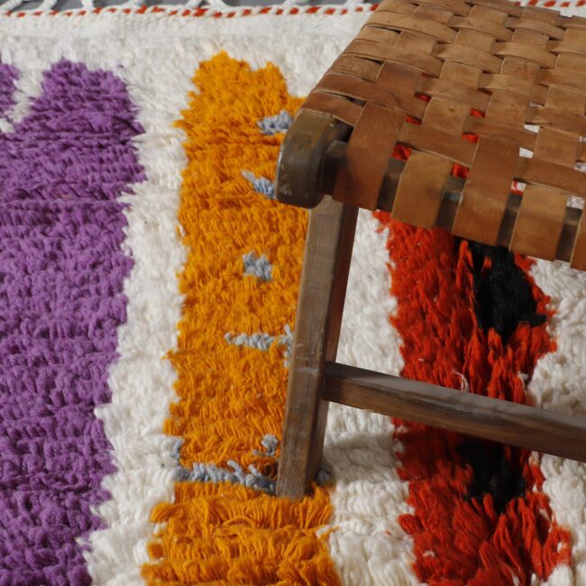 Large Handmade Colorful Moroccan Azilal Rug with Bold Vertical Stripes - Image 4