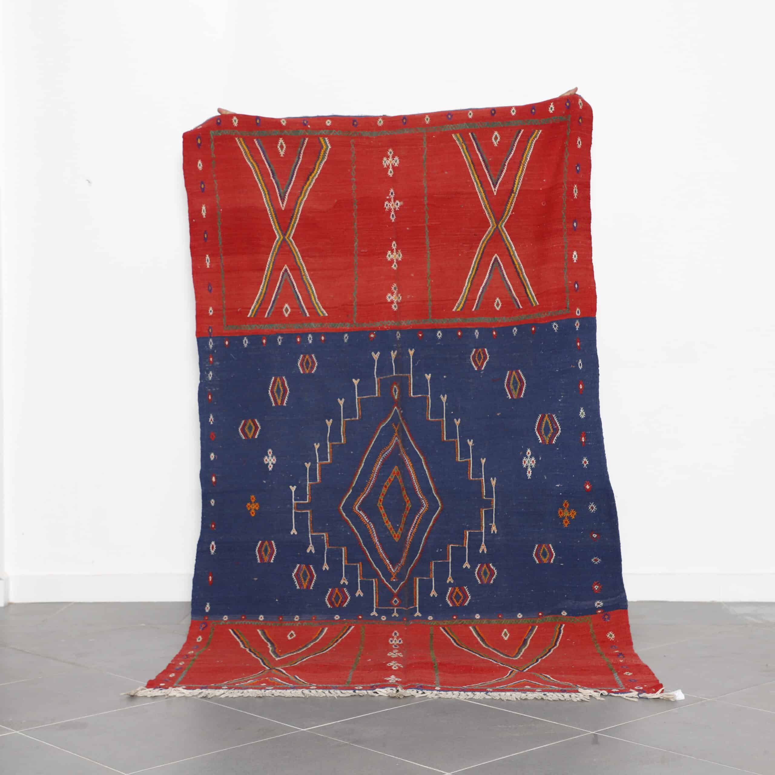 Vintage Kilim with Bold Geometric Design