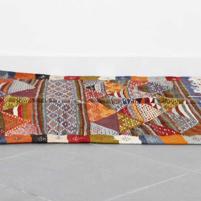 Flat Weave Berber Rug with Geometric Diamond Design - Image 2