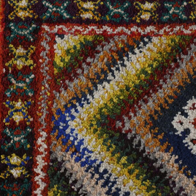 Colorful Moroccan Kilim rug with Geometric Diamond Medallions - Image 2