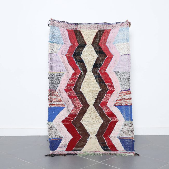 Handmade Colorful Moroccan Boucherouite Rug