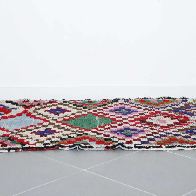 Moroccan Boucherouite Rug with Geometric Patchwork