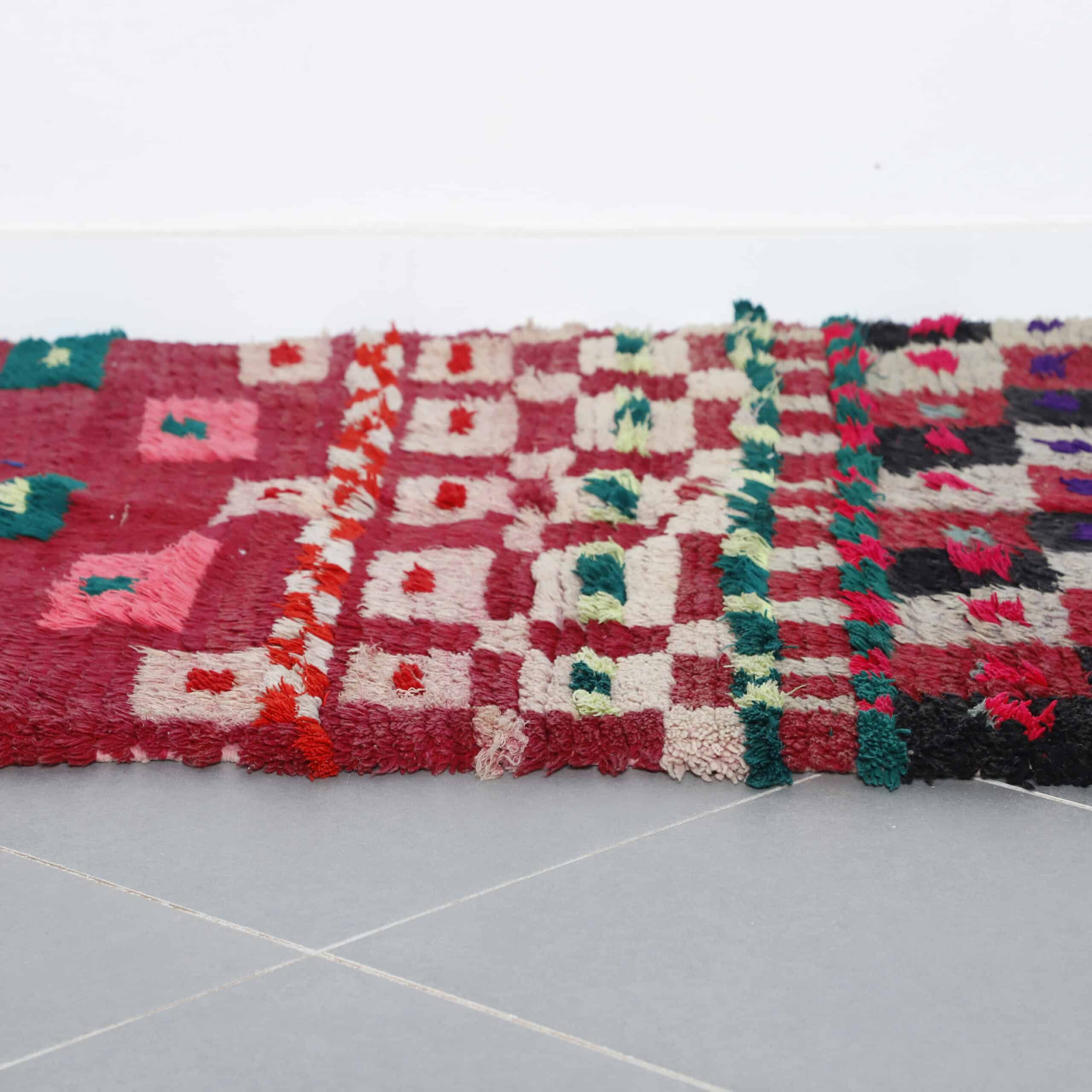 Handmade Colorful Moroccan Boucherouite Rug with Geometric Patchwork - Image 2