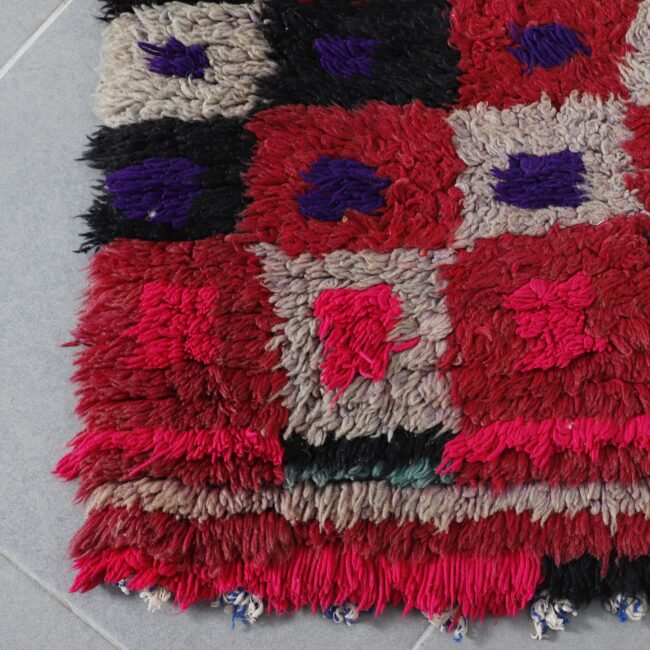 Handmade Colorful Moroccan Boucherouite Rug