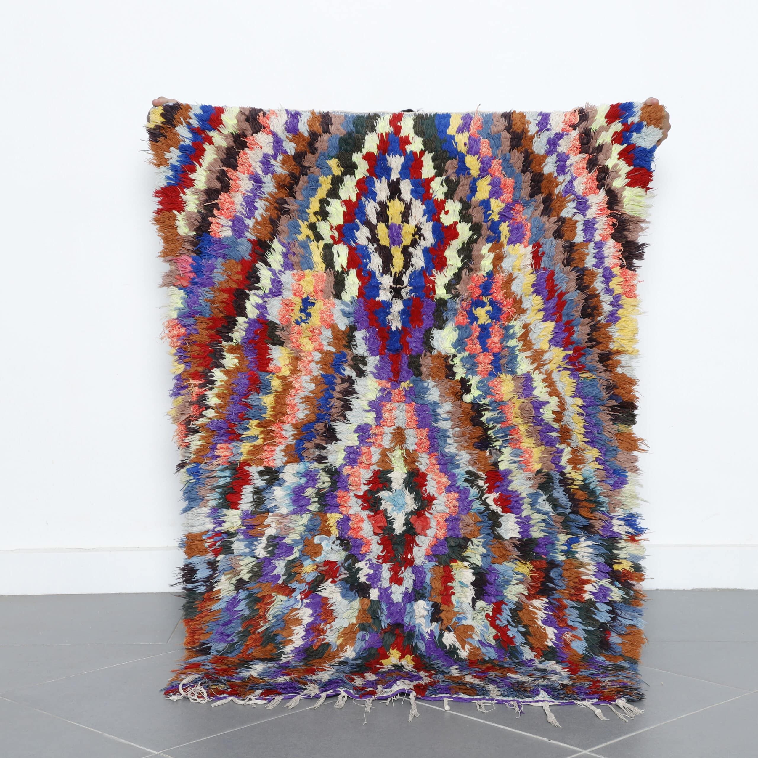 Colorful Moroccan Boucherouite Shag Rug