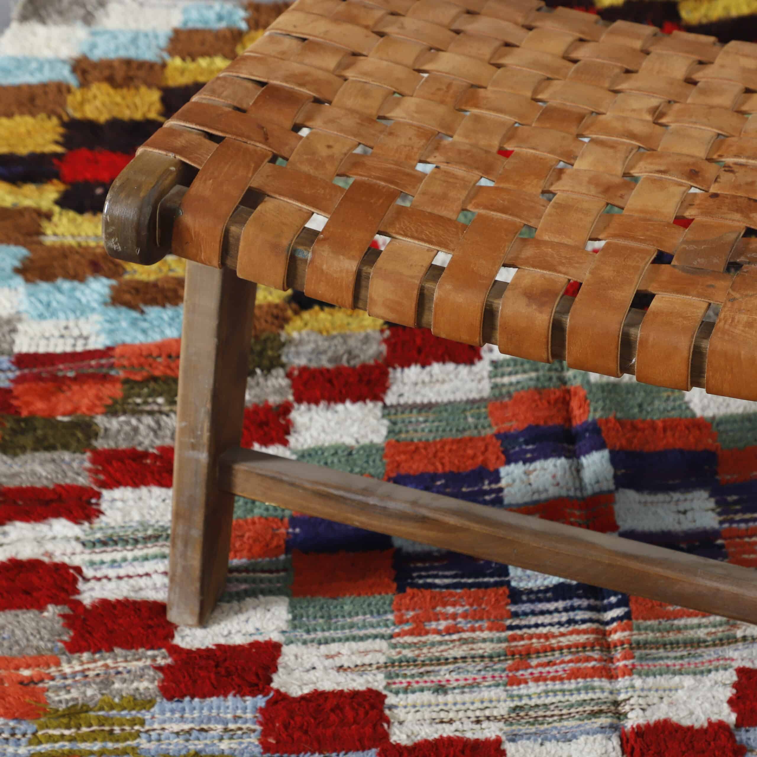 Colorful Moroccan Boucherouite Rug with Checkerboard Pattern - Image 5