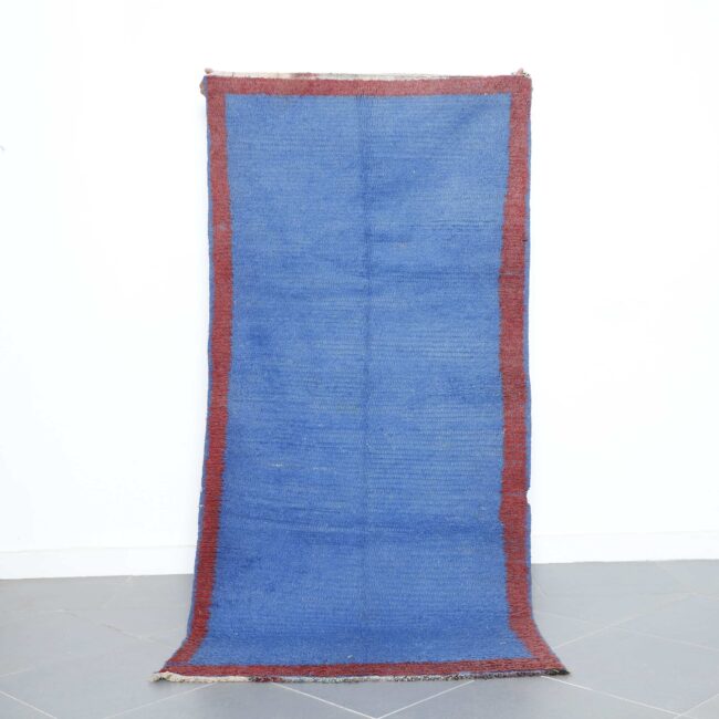 Blue Moroccan Kilim rug with Red Border