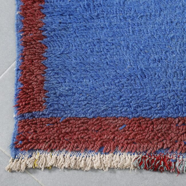 Blue Moroccan Kilim rug with Red Border