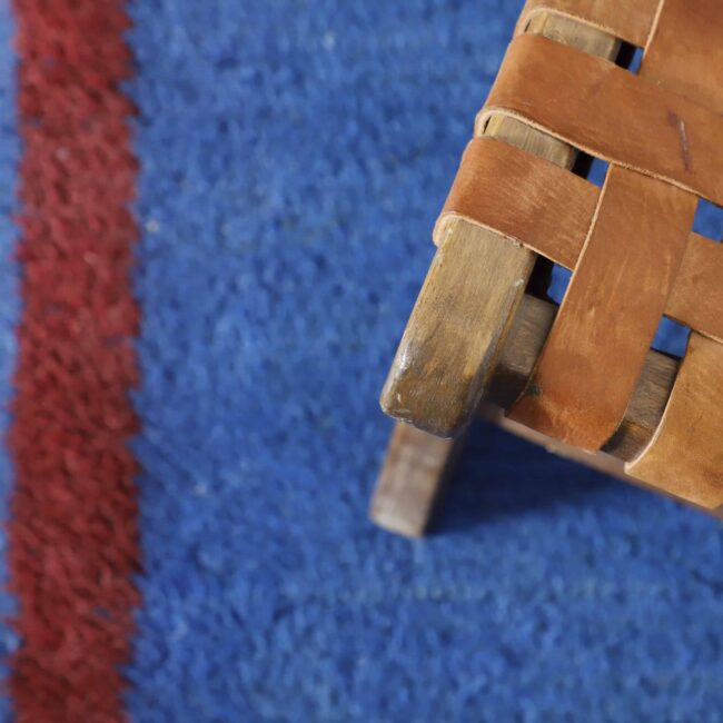 Blue Moroccan Kilim rug with Red Border