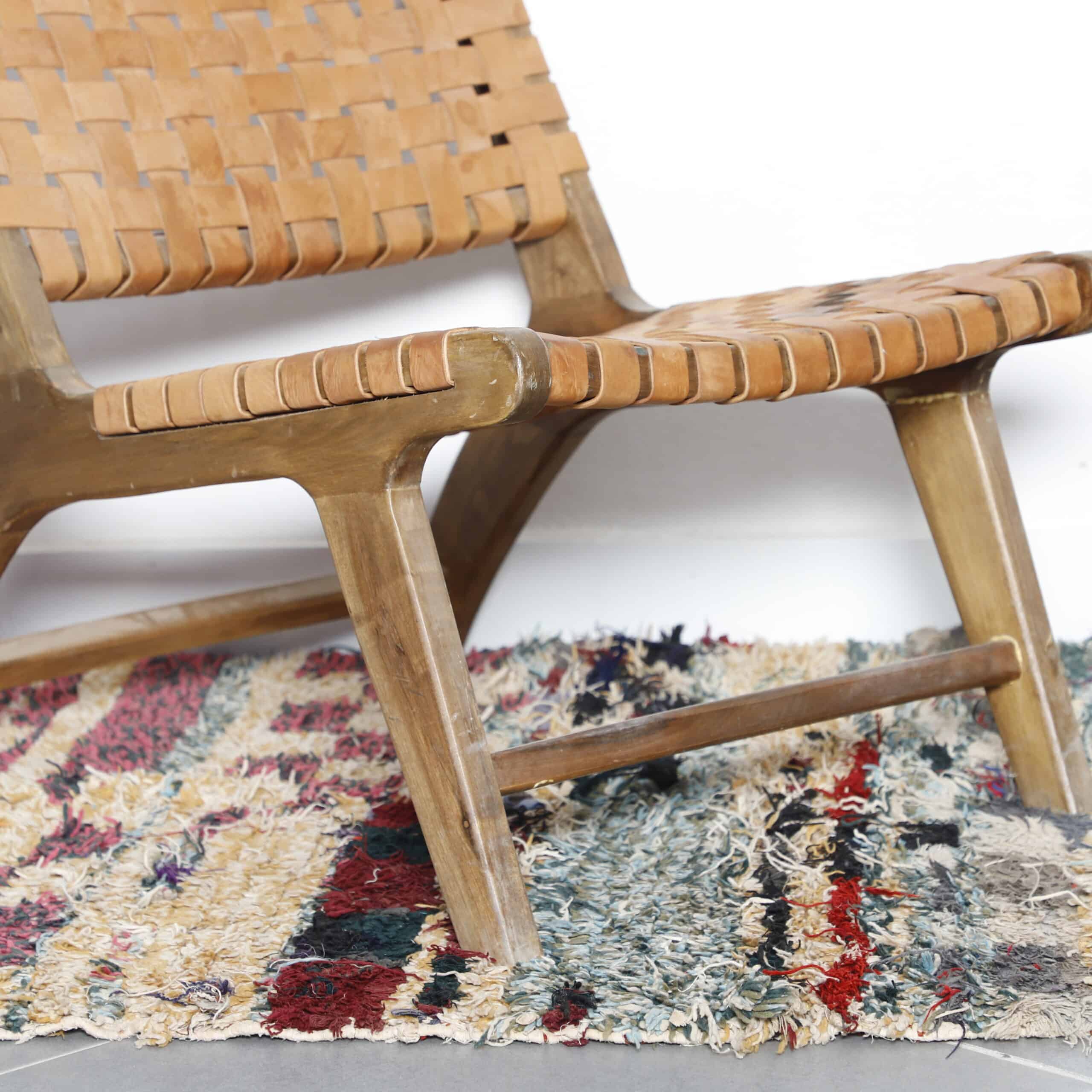 Colorful Moroccan Boucherouite Rug with Stripes and Checks - Image 3