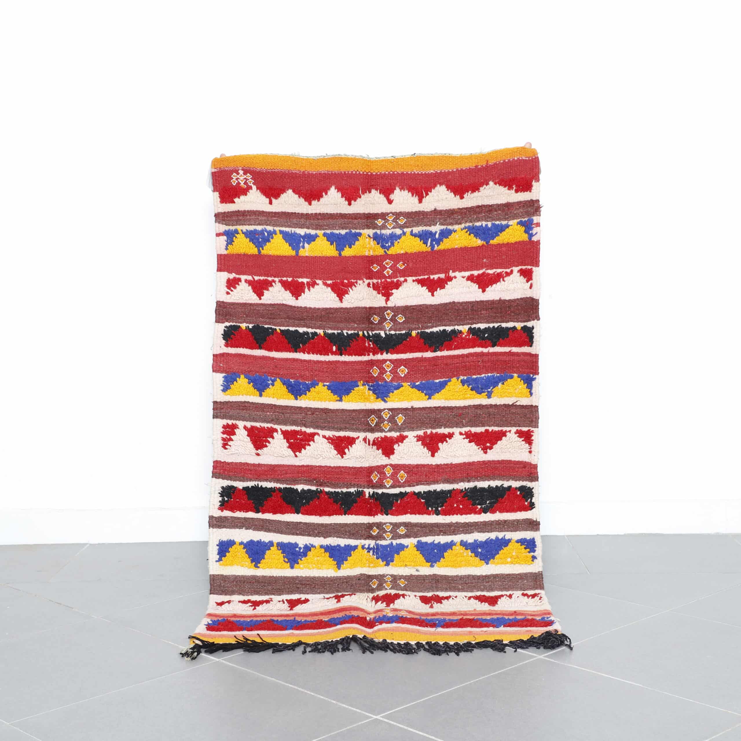 Handmade Colorful Striped Moroccan Kilim rug