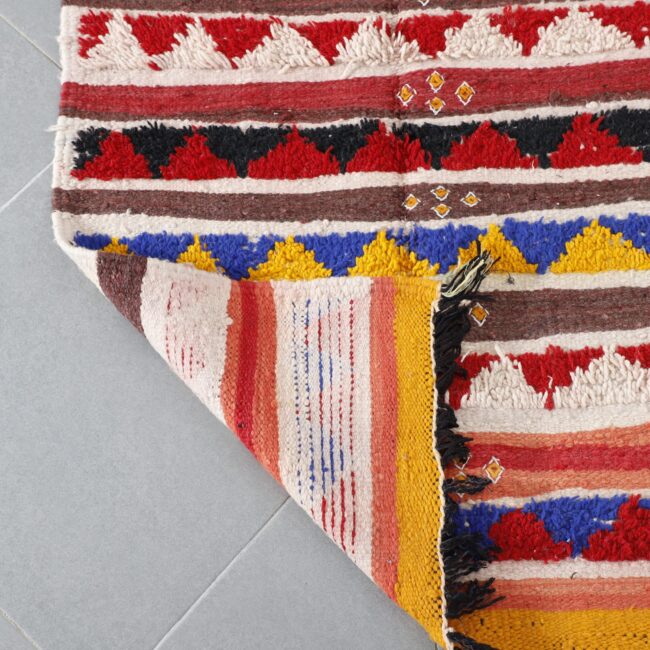 Handmade Colorful Striped Moroccan Kilim rug