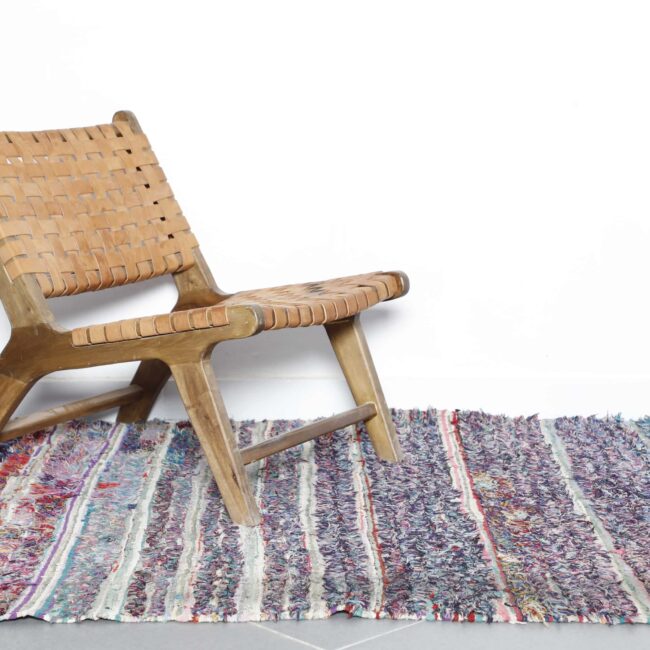 Colorful Moroccan Boucherouite Rug with Horizontal Stripes - Image 5