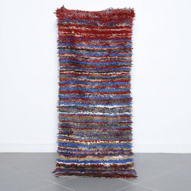 Colorful Moroccan Boucherouite Shag Runner Rug