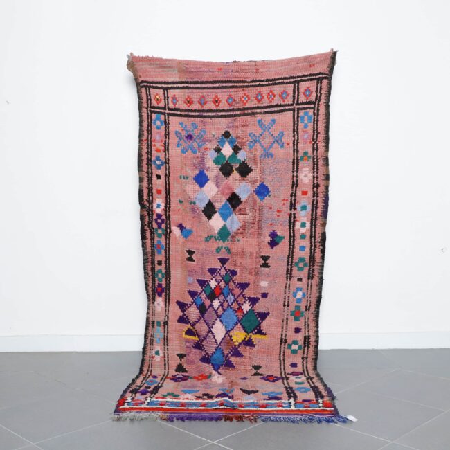Colorful Moroccan Azilal Rug with Geometric Diamonds