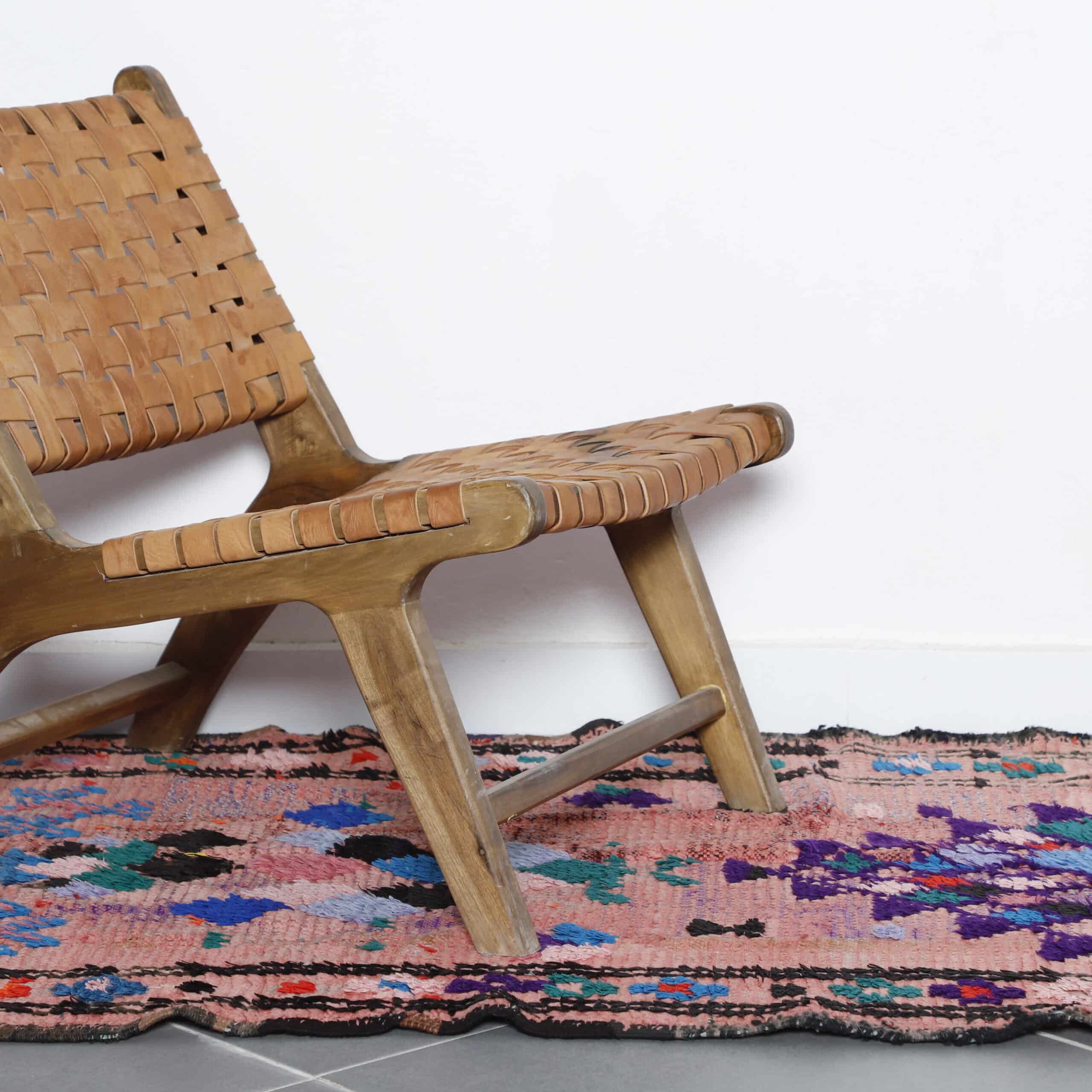 Colorful Moroccan Azilal Rug with Geometric Diamonds - Image 3