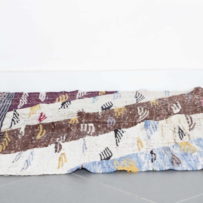 Moroccan Boucherouite Rug with Diagonal Stripes - Image 2