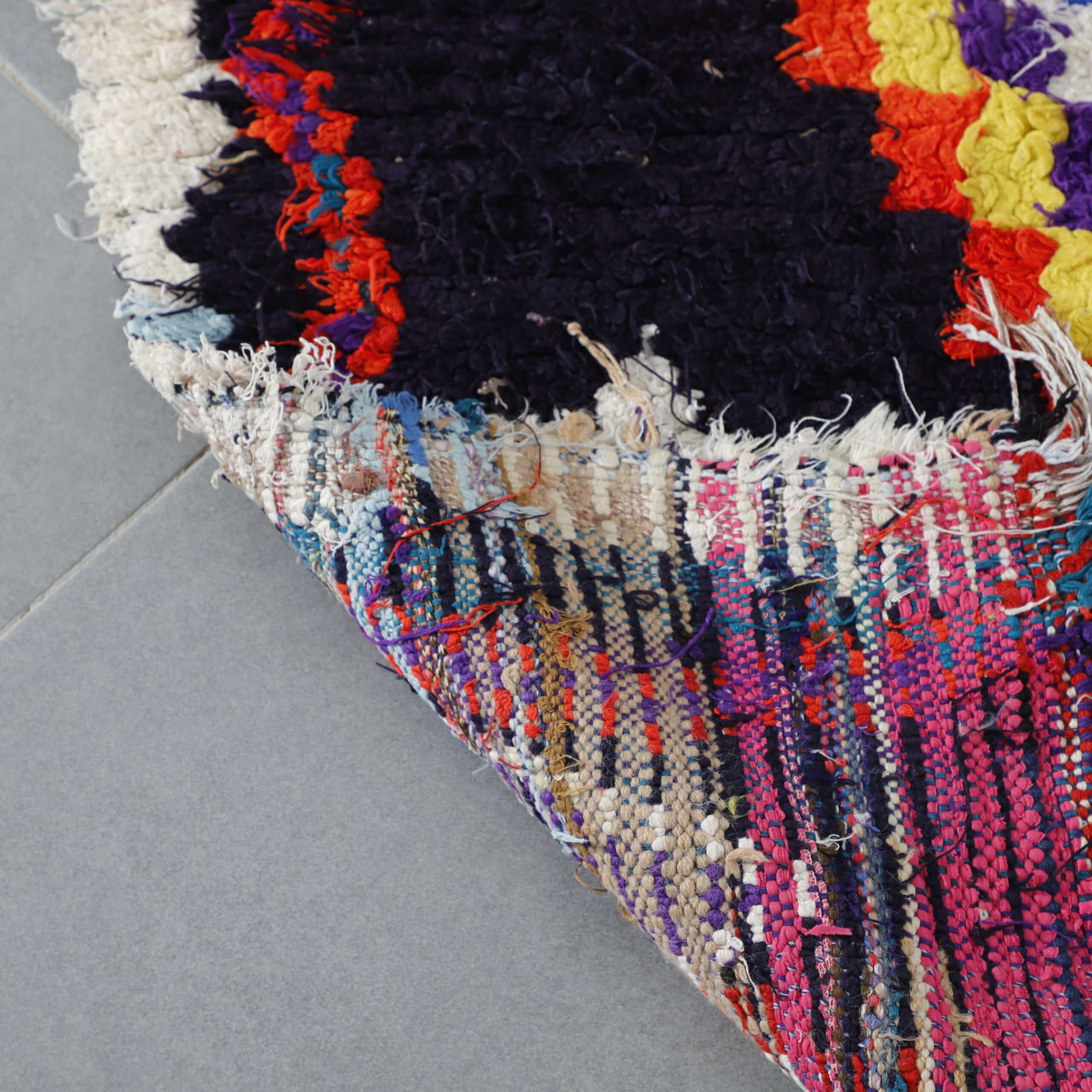 Colorful Moroccan Azilal Rug with Diamond Motifs - Image 2