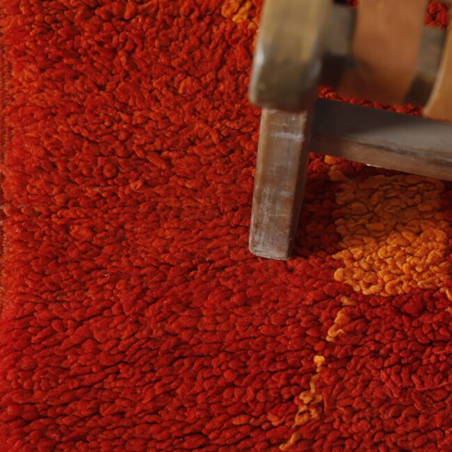 Handwoven Moroccan Beni Mrirt Rug with Terracotta Diamond Trellis - Image 3