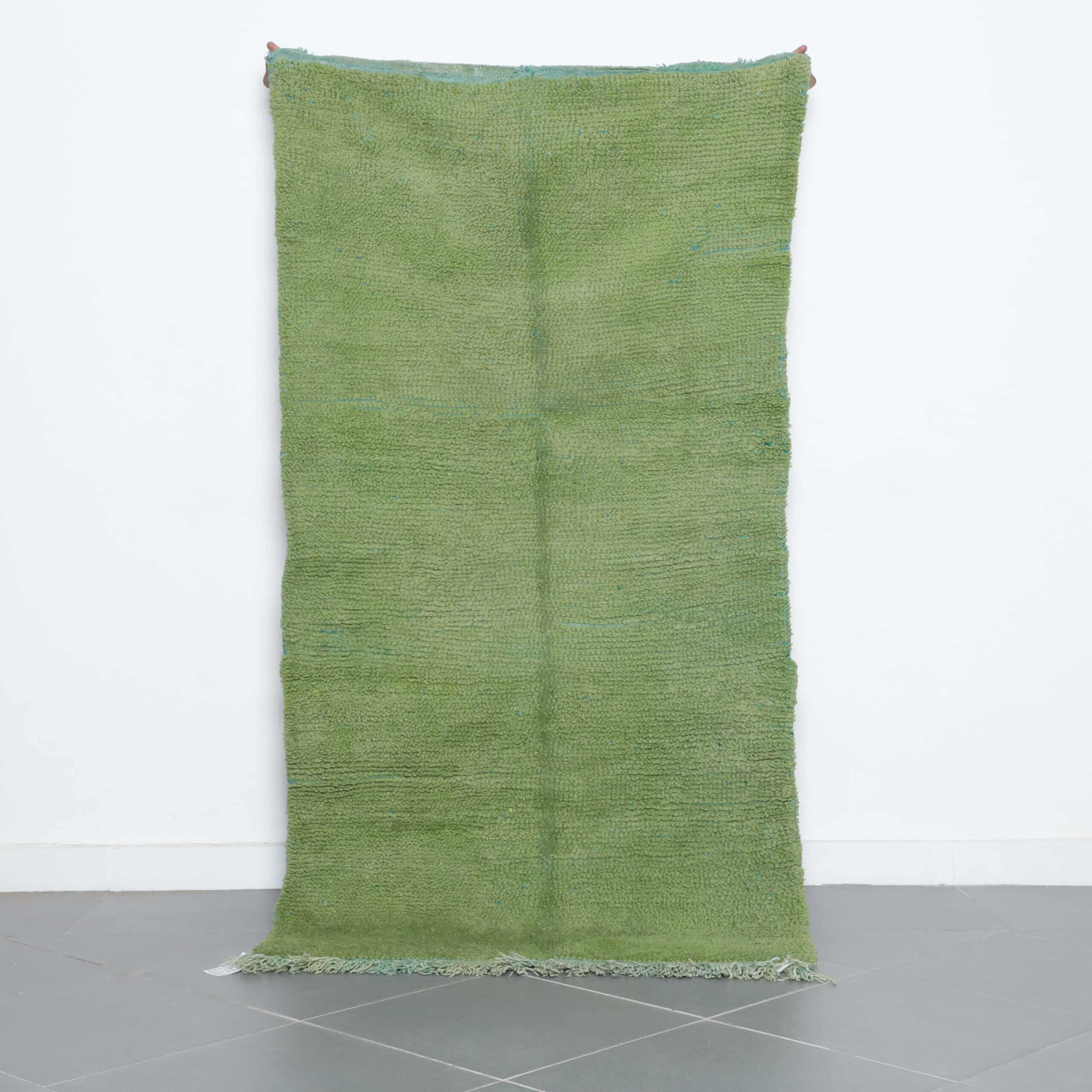 Handmade Green Moroccan Boujaad Rug