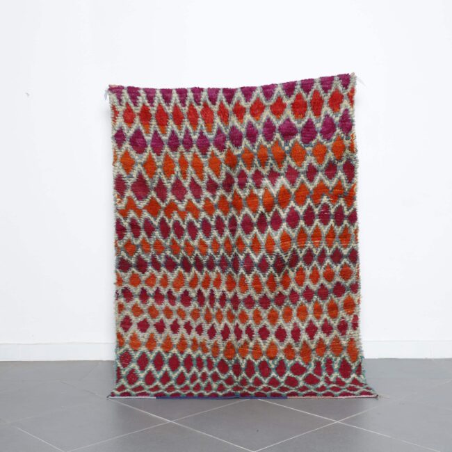 Colorful Moroccan Beni Ourain Rug with Diamond Pattern