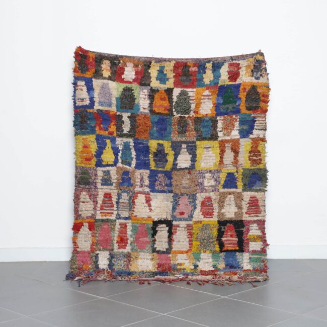 Handmade Moroccan Boucherouite Rug with Colorful