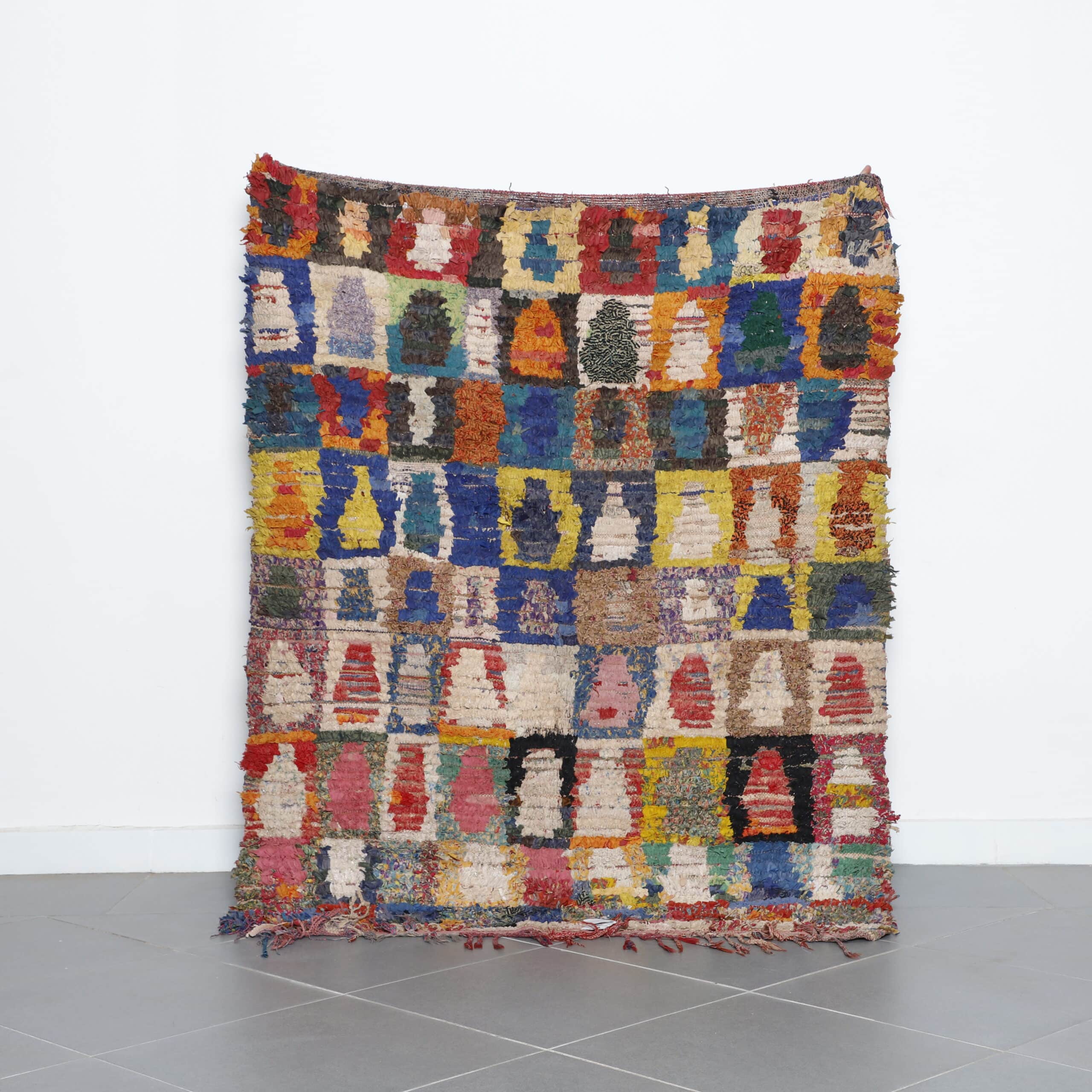 Handmade Moroccan Boucherouite Rug with Colorful