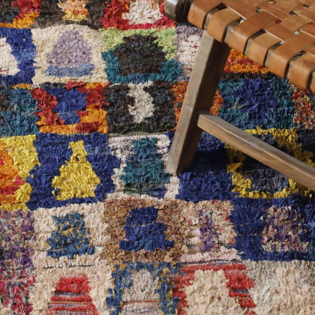 Handmade Moroccan Boucherouite Rug with Colorful - Image 5