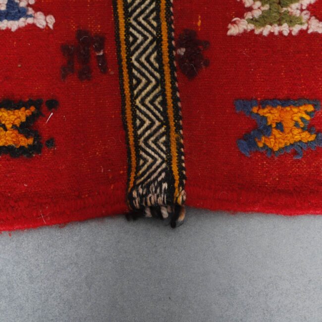 Red Moroccan Kilim rug with Dense Geometric Motifs - Image 4