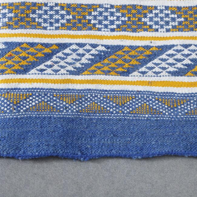 Handmade Blue Moroccan Kilim rug with Geometric Bands - Image 4