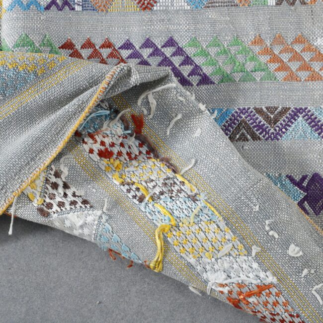 Colorful Moroccan Kilim rug with Intricate Geometric Design - Image 2