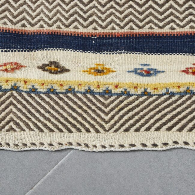 Colorful Moroccan Kilim rug with Geometric Stripes - Image 3
