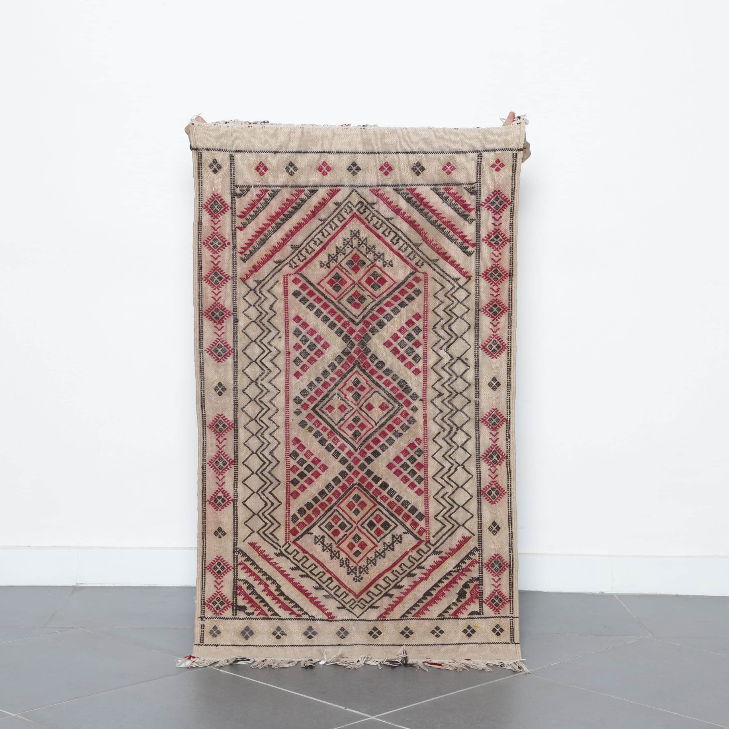 Vintage Handwoven Moroccan Kilim rug with Geometric Design