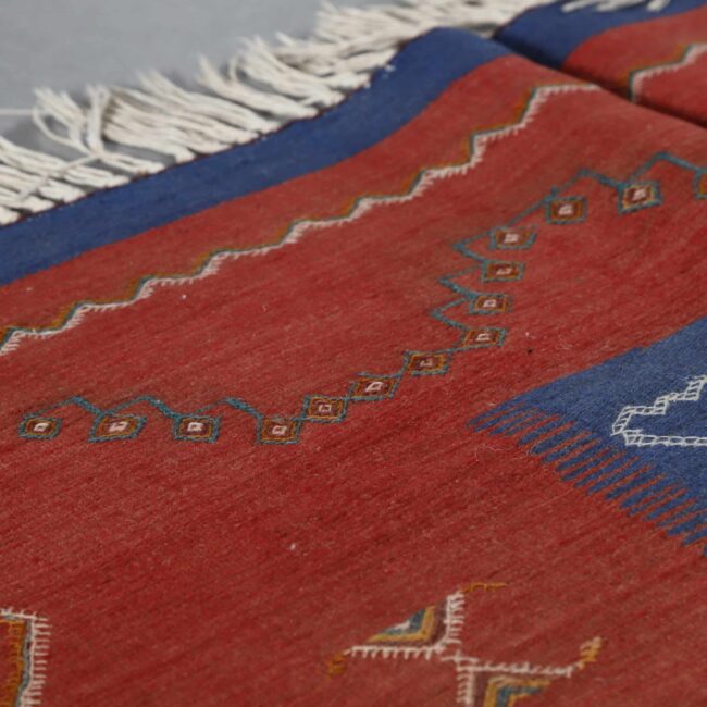 Handwoven Moroccan Kilim rug with Geometric Panels - Image 5