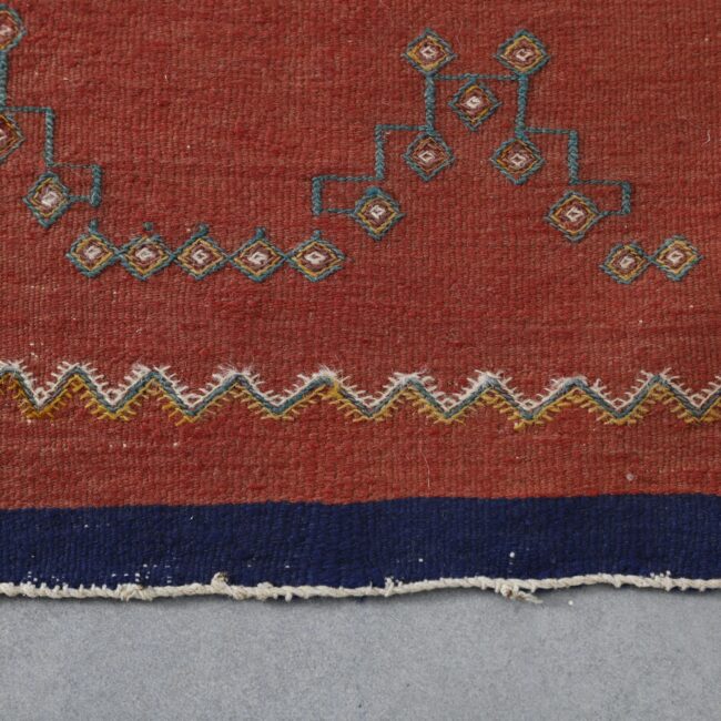 Handwoven Moroccan Kilim rug with Geometric Panels - Image 6