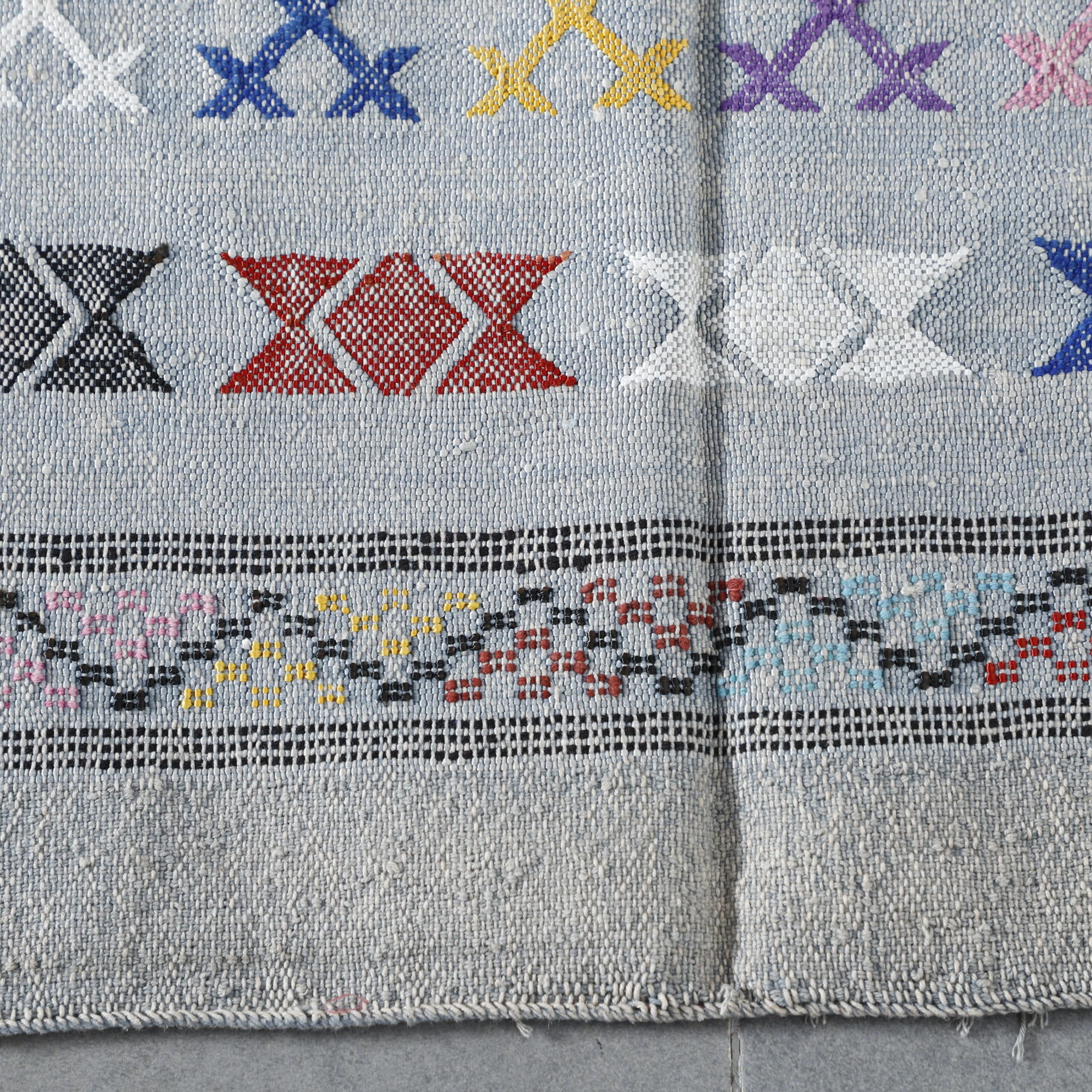 Vintage Moroccan Kilim rug with Colorful Geometric Motifs - Image 5