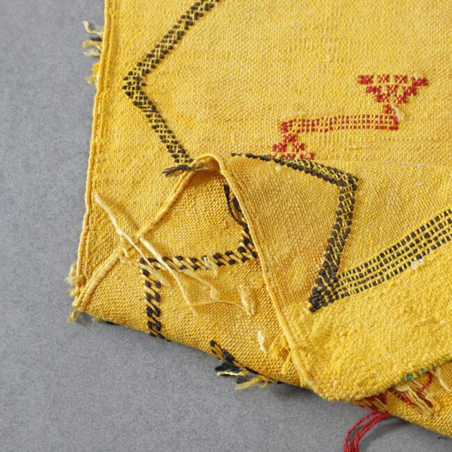 Golden Moroccan Kilim Rug with Geometric Motifs - Image 2