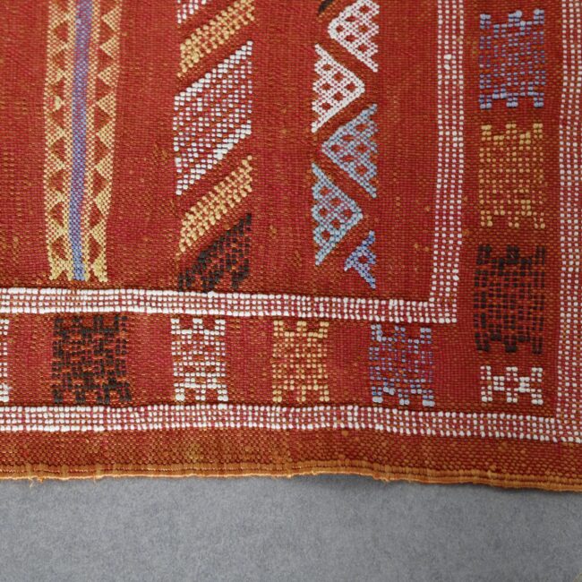Red Moroccan Kilim with Geometric Patterns - Image 2
