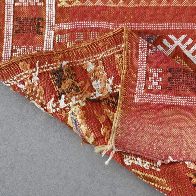 Red Moroccan Kilim with Geometric Patterns - Image 5