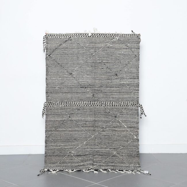 Classic Moroccan Zanafi Rug with Horizontal Stripes